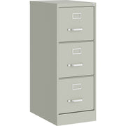 Lorell Fortress Series 22" Commercial-Grade Vertical File Cabinet, 3-Drawer, Letter Size, 15"W x 22"D x 40.2"H, Light Gray, Steel, 1 Each
