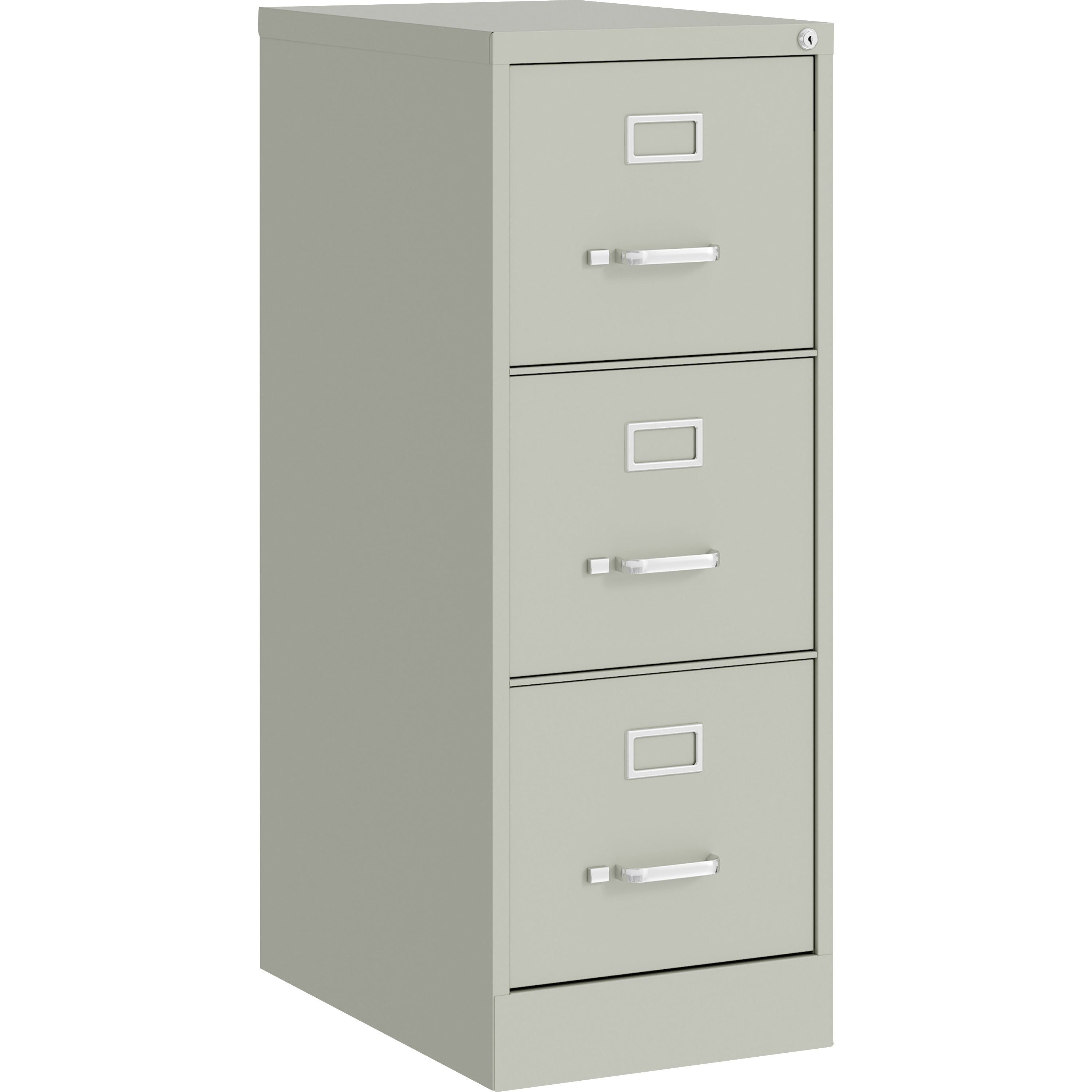 Lorell Fortress Series 22" Commercial-Grade Vertical File Cabinet, 3-Drawer, Letter Size, 15"W x 22"D x 40.2"H, Light Gray, Steel, 1 Each