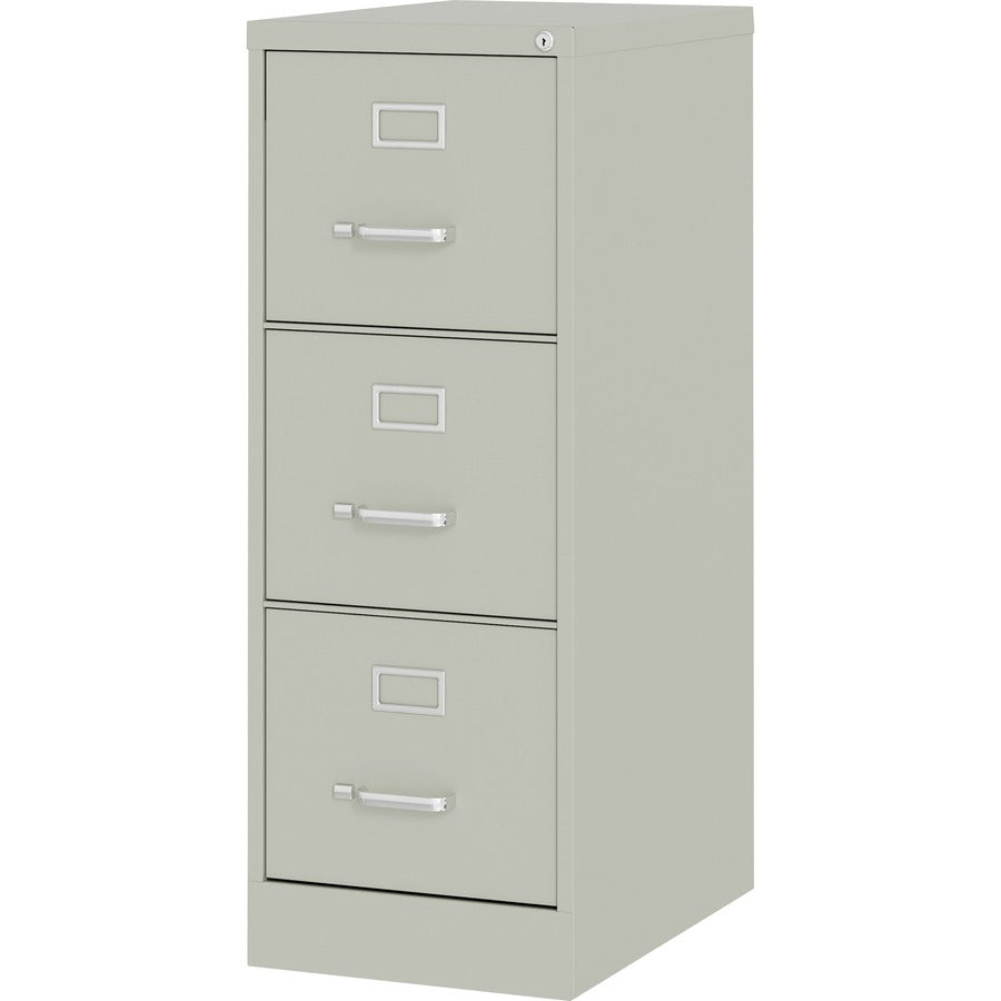 Lorell Fortress Series 22" Commercial-Grade Vertical File Cabinet, 3-Drawer, Letter Size, 15"W x 22"D x 40.2"H, Light Gray, Steel, 1 Each