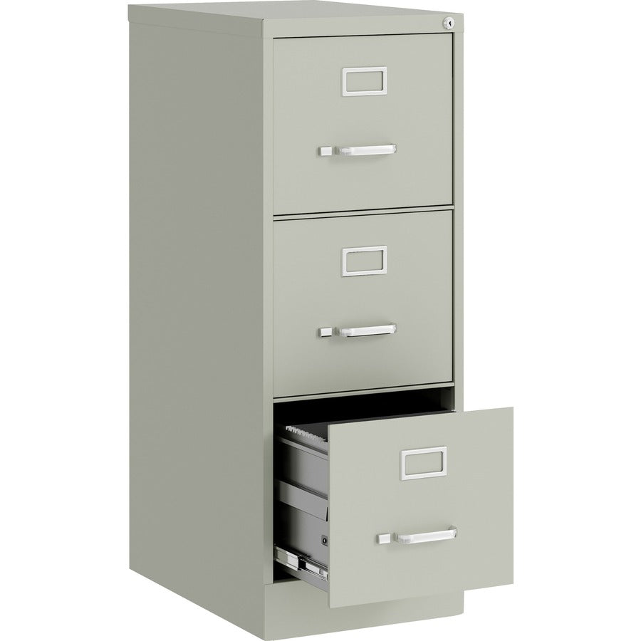 Lorell Fortress Series 22" Commercial-Grade Vertical File Cabinet, 3-Drawer, Letter Size, 15"W x 22"D x 40.2"H, Light Gray, Steel, 1 Each