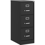 Lorell Fortress Series 22" Commercial-Grade Vertical File Cabinet - 15" Width x 22" Depth x 40.2" Height - 3 x Drawer(s) for File - Letter - Vertical - Ball-bearing Suspension, Removable Lock, Pull Handle, Wire Management - Black - Steel - Recycled