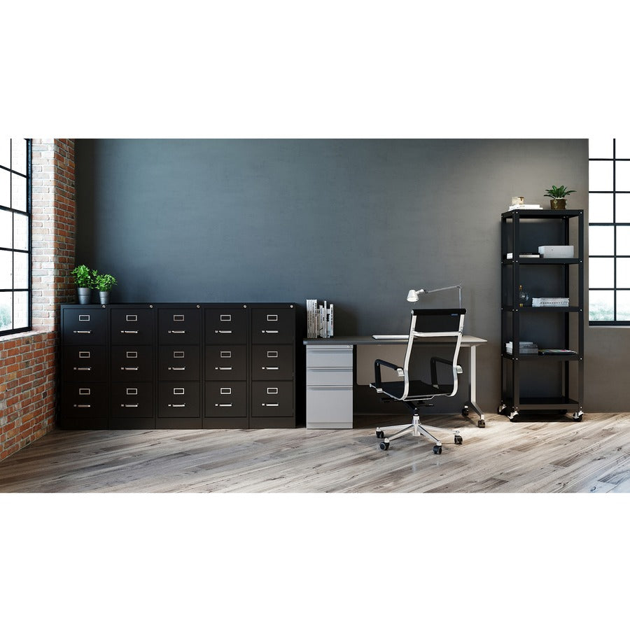 Lorell Fortress Series 22" Commercial-Grade Vertical File Cabinet - 15" Width x 22" Depth x 40.2" Height - 3 x Drawer(s) for File - Letter - Vertical - Ball-bearing Suspension, Removable Lock, Pull Handle, Wire Management - Black - Steel - Recycled