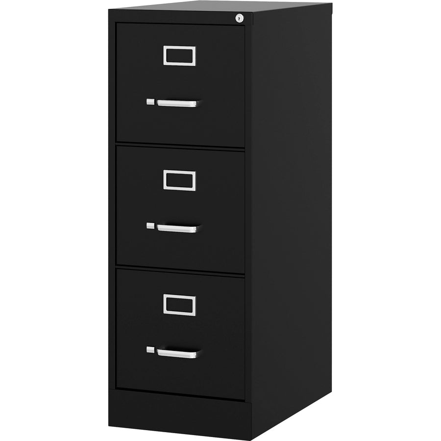 Lorell Fortress Series 22" Commercial-Grade Vertical File Cabinet - 15" Width x 22" Depth x 40.2" Height - 3 x Drawer(s) for File - Letter - Vertical - Ball-bearing Suspension, Removable Lock, Pull Handle, Wire Management - Black - Steel - Recycled