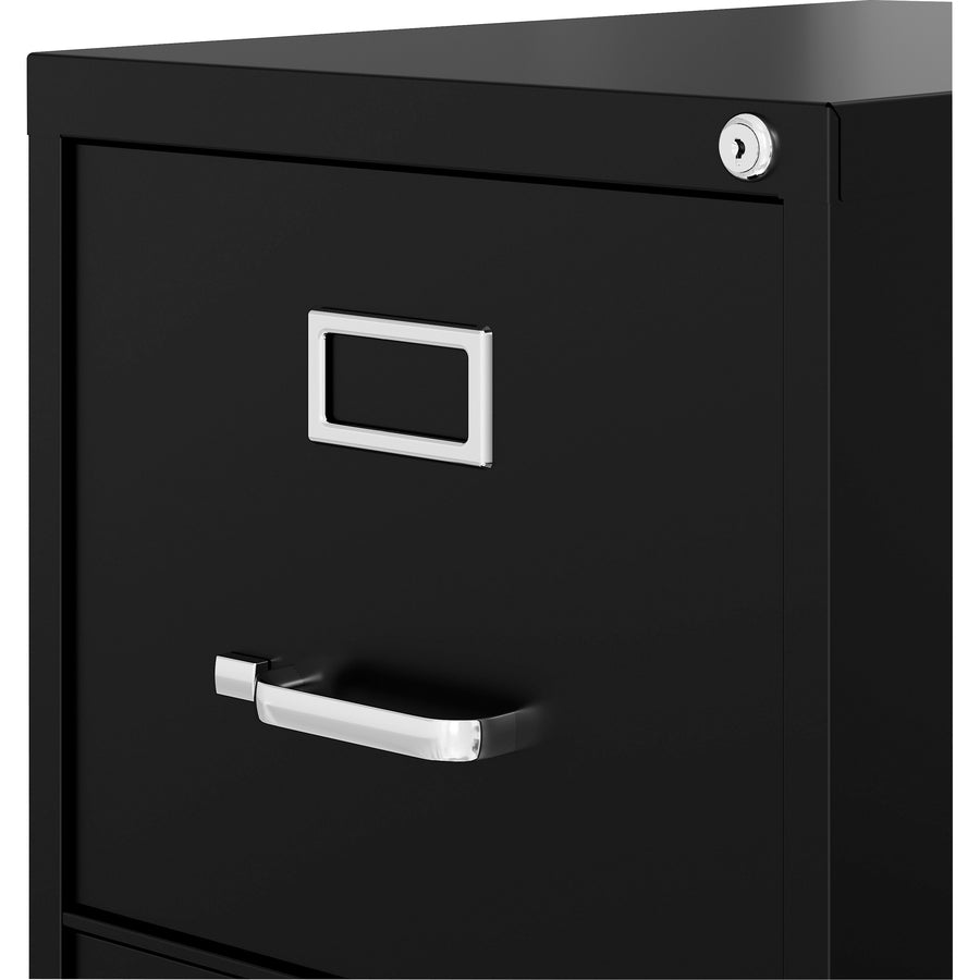 Lorell Fortress Series 22" Commercial-Grade Vertical File Cabinet - 15" Width x 22" Depth x 40.2" Height - 3 x Drawer(s) for File - Letter - Vertical - Ball-bearing Suspension, Removable Lock, Pull Handle, Wire Management - Black - Steel - Recycled