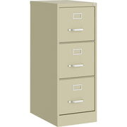 Lorell Fortress Series 22" Commercial-Grade Vertical File Cabinet - 15" Width x 22" Depth x 40.2" Height - 3 x Drawer(s) for File - Letter - Vertical - Ball-bearing Suspension, Removable Lock, Pull Handle, Wire Management - Putty - Steel - Recycled