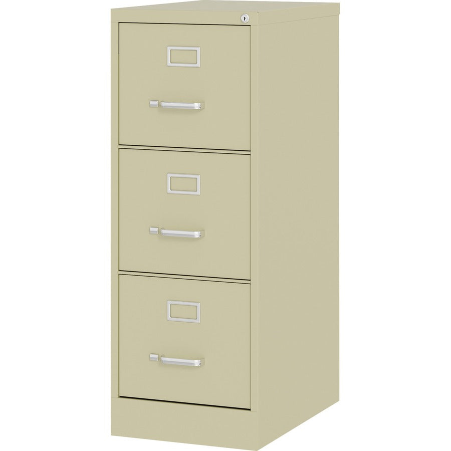 Lorell Fortress Series 22" Commercial-Grade Vertical File Cabinet - 15" Width x 22" Depth x 40.2" Height - 3 x Drawer(s) for File - Letter - Vertical - Ball-bearing Suspension, Removable Lock, Pull Handle, Wire Management - Putty - Steel - Recycled