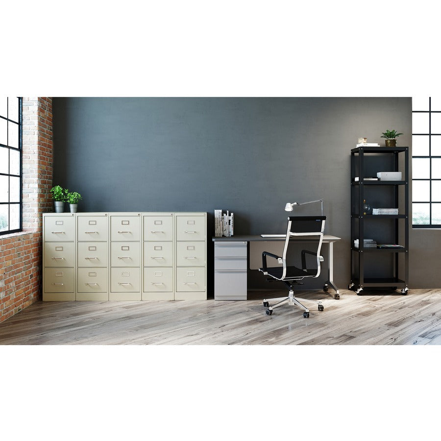 Lorell Fortress Series 22" Commercial-Grade Vertical File Cabinet - 15" Width x 22" Depth x 40.2" Height - 3 x Drawer(s) for File - Letter - Vertical - Ball-bearing Suspension, Removable Lock, Pull Handle, Wire Management - Putty - Steel - Recycled