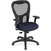 Eurotech Apollo Synchro High Back Chair, Ocean Fabric Seat, Black Mesh Back, Black Frame, Adjustable Arms, 5-Star Base, 1 Each