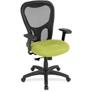 Eurotech Apollo Synchro High Back Chair, Apple Green Fabric Seat, Black Mesh Back, Black Frame, Adjustable Arms, 5-Star Base, 1 Each