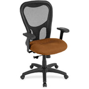 Eurotech Apollo Synchro High Back Chair, Curry Fabric Seat, Black Mesh High Back, 5-Star Black Nylon Base, Adjustable Arms, Dillon Fiesta Color, 1 Each