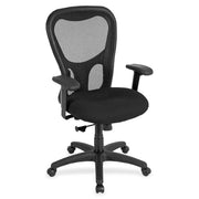 Eurotech Apollo Synchro High Back Chair, Black Fabric Seat, Black Mesh Back, Black Frame, Adjustable Arms, 5-Star Base, 1 Each