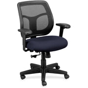 Eurotech Apollo Synchro Mid-Back Chair, Ocean Fabric Seat, Black Mesh Back, Black Frame, 5-Star Base, Adjustable Armrests, 1 Each