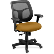 Eurotech Apollo Synchro Mid-Back Chair, Butterscotch Fabric Seat, Black Fabric Mesh Back, Adjustable Arms, 5-Star Base, Castillo Metal, 1 Each