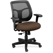 Eurotech Apollo Synchro Mid-Back Chair, Cafe Fabric Seat, Black Fabric Mesh Back, 5-Star Base, Adjustable Armrests, Dillon Stratus Color, 1 Each