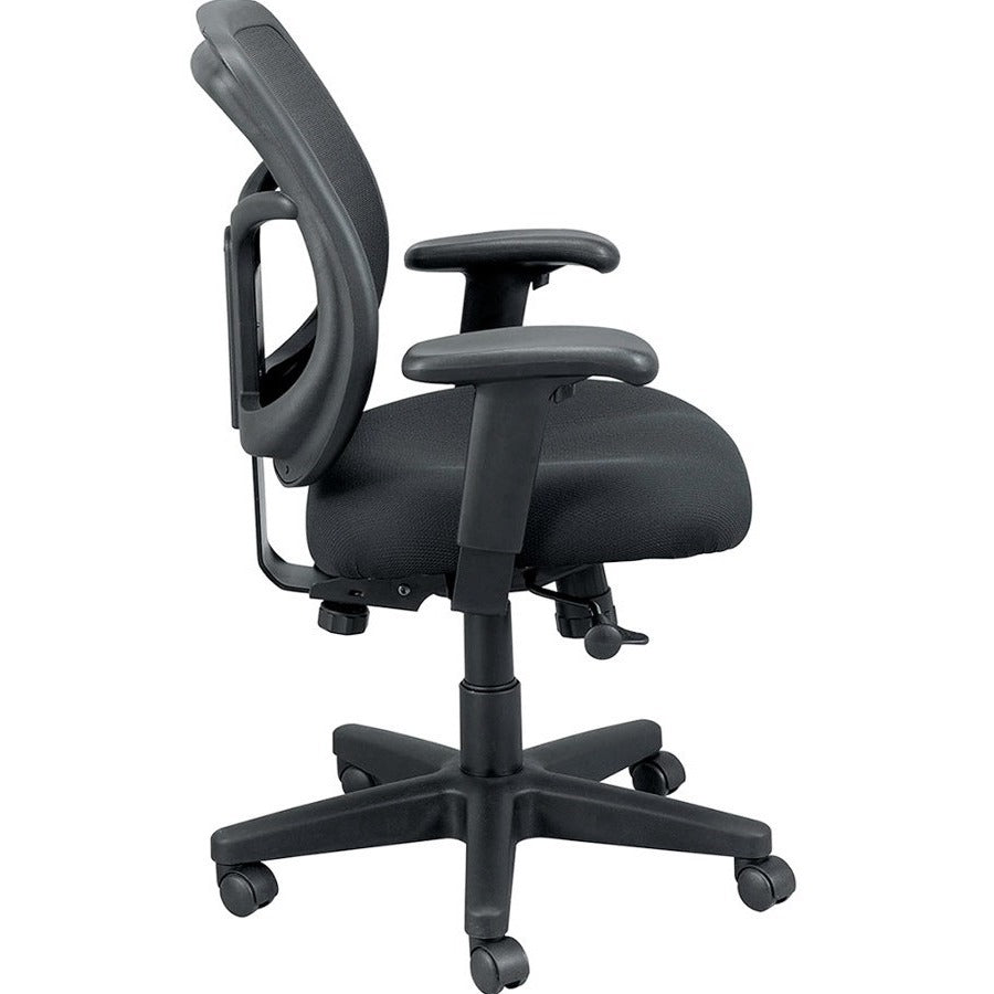 Eurotech Apollo Synchro Mid-Back Chair, Apple Green Fabric Seat, Black Mesh Back, Black Frame, 5-Star Base, Adjustable Armrests, 1 Each
