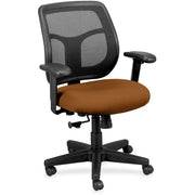 Eurotech Apollo Synchro Mid-Back Chair, Curry Fabric Seat, Black Fabric Mesh Back, Adjustable Arms, 5-Star Black Nylon Base, Dillon Fiesta Color, 1 Each