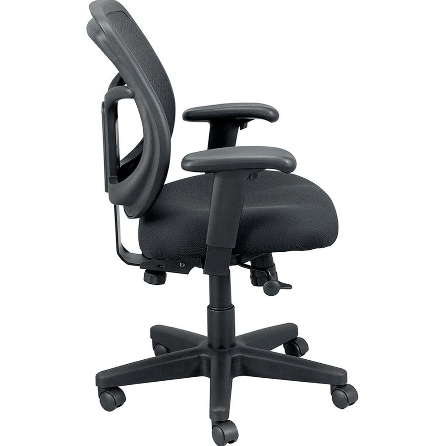 Eurotech Apollo Synchro Mid-Back Chair, Curry Fabric Seat, Black Fabric Mesh Back, Adjustable Arms, 5-Star Black Nylon Base, Dillon Fiesta Color, 1 Each