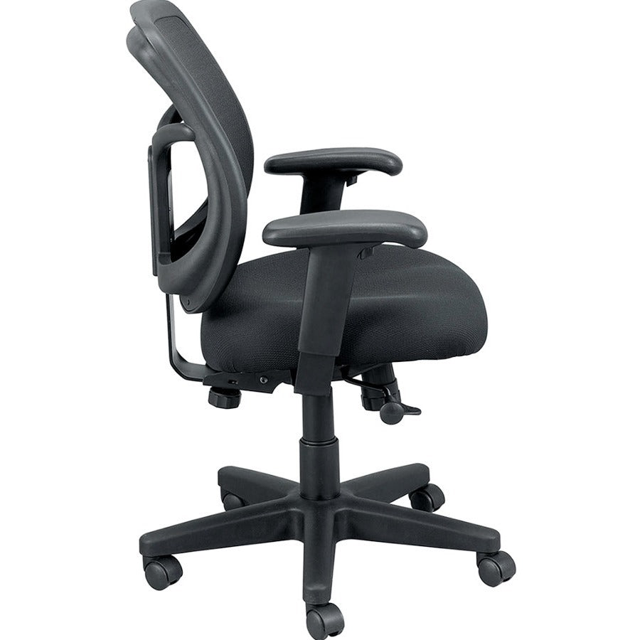 Eurotech Apollo Synchro Mid-Back Chair, Black Fabric Seat, Black Mesh Back, Black Frame, Adjustable Arms, 5-Star Base, 1 Each