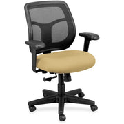 Eurotech Apollo Synchro Mid-Back Chair, Buff Fabric Seat, Black Mesh Back, Black Frame, 5-Star Base, Adjustable Armrests, 1 Each