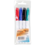 Integra Dry-Erase Markers, Fine Point, Assorted Colors, Alcohol-Based Ink, 4 per Set