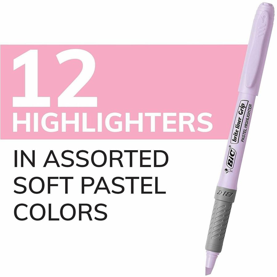 1.6 mm Chisel Marker Point - Assorted, Pastel Yellow, Pastel Pink, Pastel Blue, Pastel Green, Pastel Purple, Pastel Orange Ink - 1 Dozen
