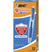BIC PrevaGuard Gel-ocity Gel Pens, 0.7 mm, Blue Ink, Gel-based, 1 Dozen