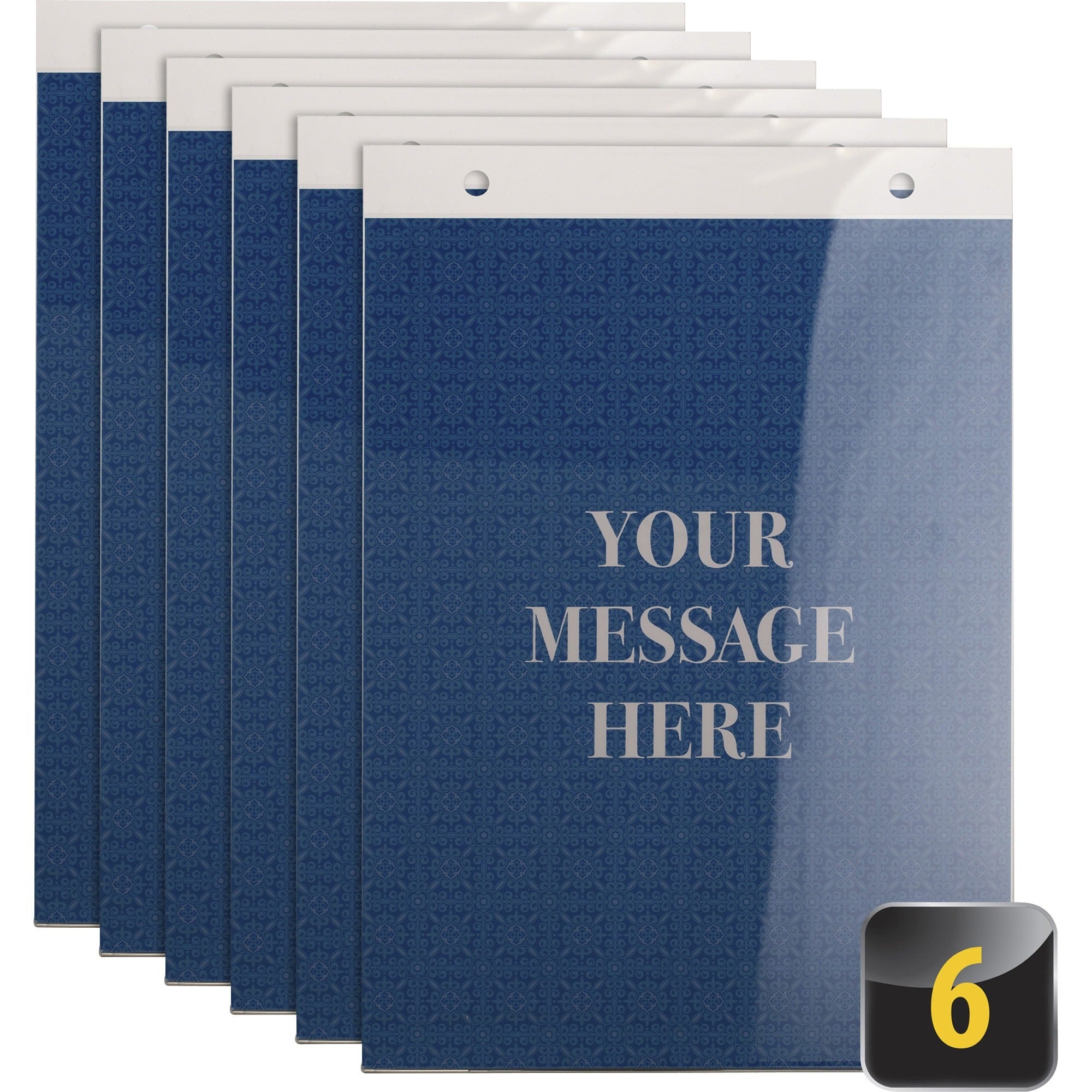 Officemate Vertical Sign Holder, 8.5" x 11", Double Sided, Clear Plastic, Rectangular, Hanging Hole, 6/Box
