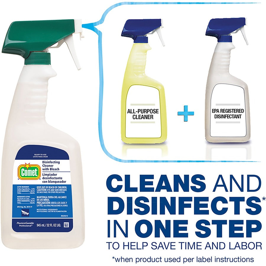 Comet Disinfecting Cleaner Spray, Ready-To-Use, Fresh Scent, Heavy Duty, Non-abrasive, 32 fl oz (1 quart), Multi Spray Bottle, 1 Bottle