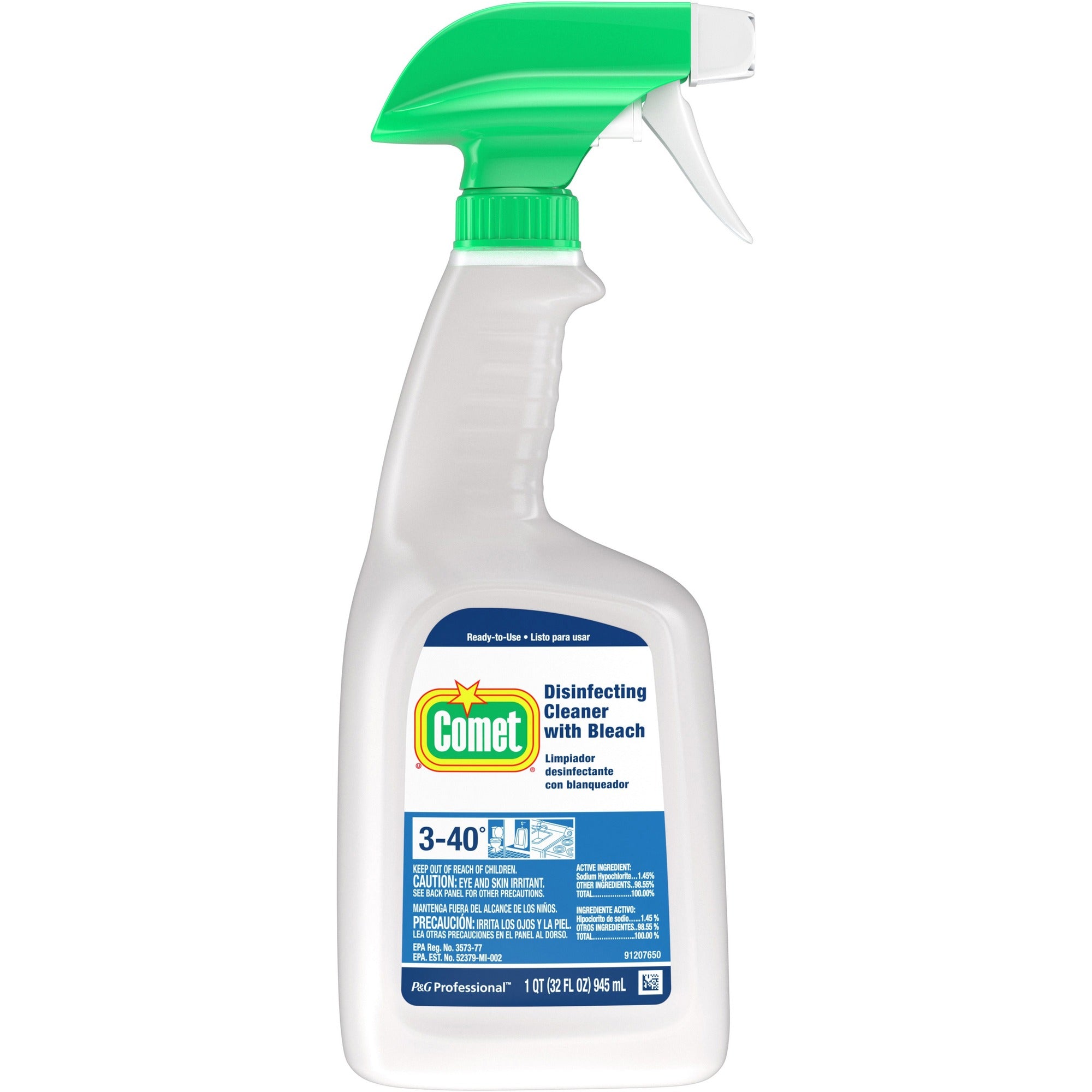 Comet Disinfecting Cleaner Spray, Ready-To-Use, Fresh Scent, Heavy Duty, Non-abrasive, 32 fl oz (1 quart), Multi Spray Bottle, 1 Bottle