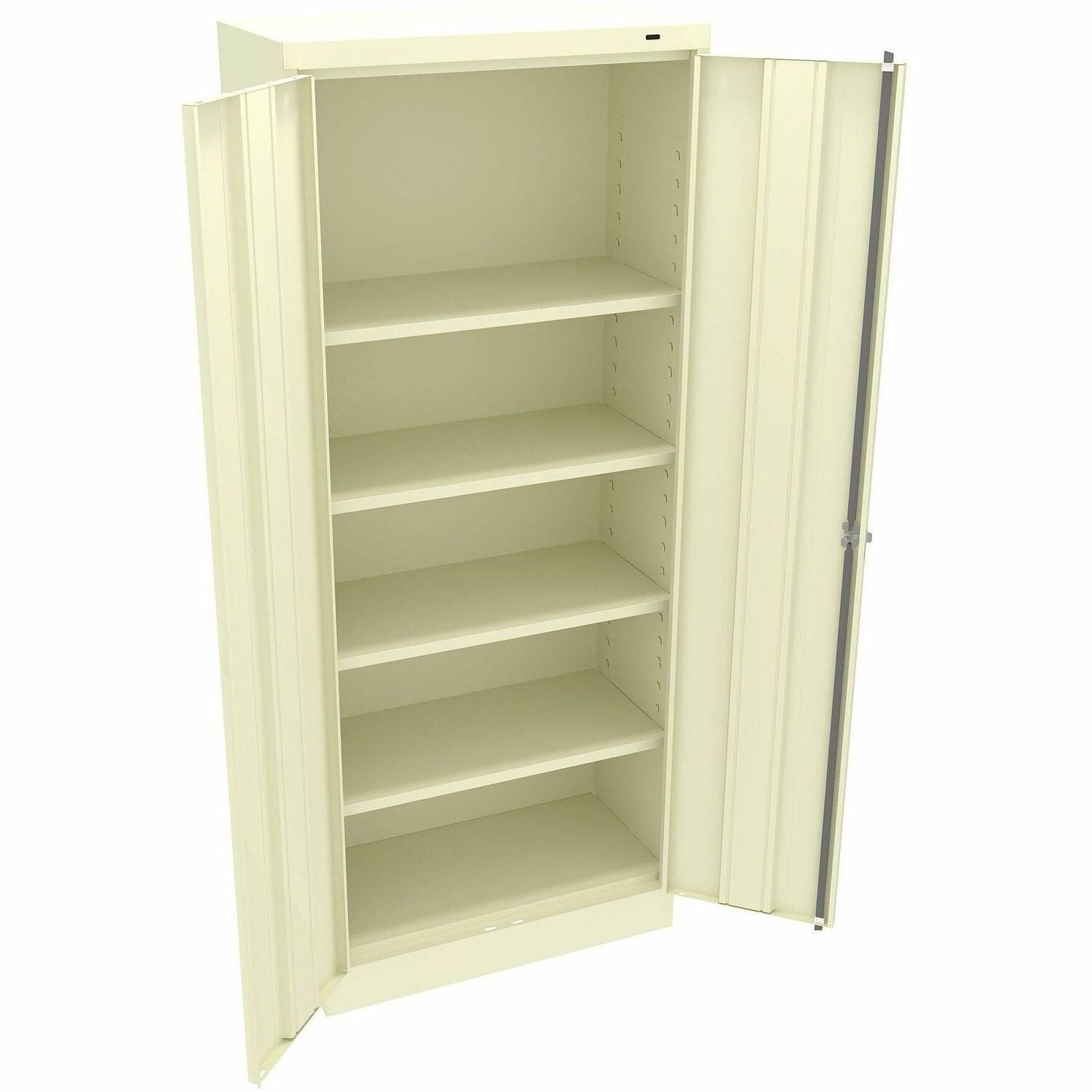 Tennsco Standard-Size Storage Cabinet, 30"W x 15"D x 72"H, 4 Adjustable Shelves, Steel, Champagne/Putty, 1 Each