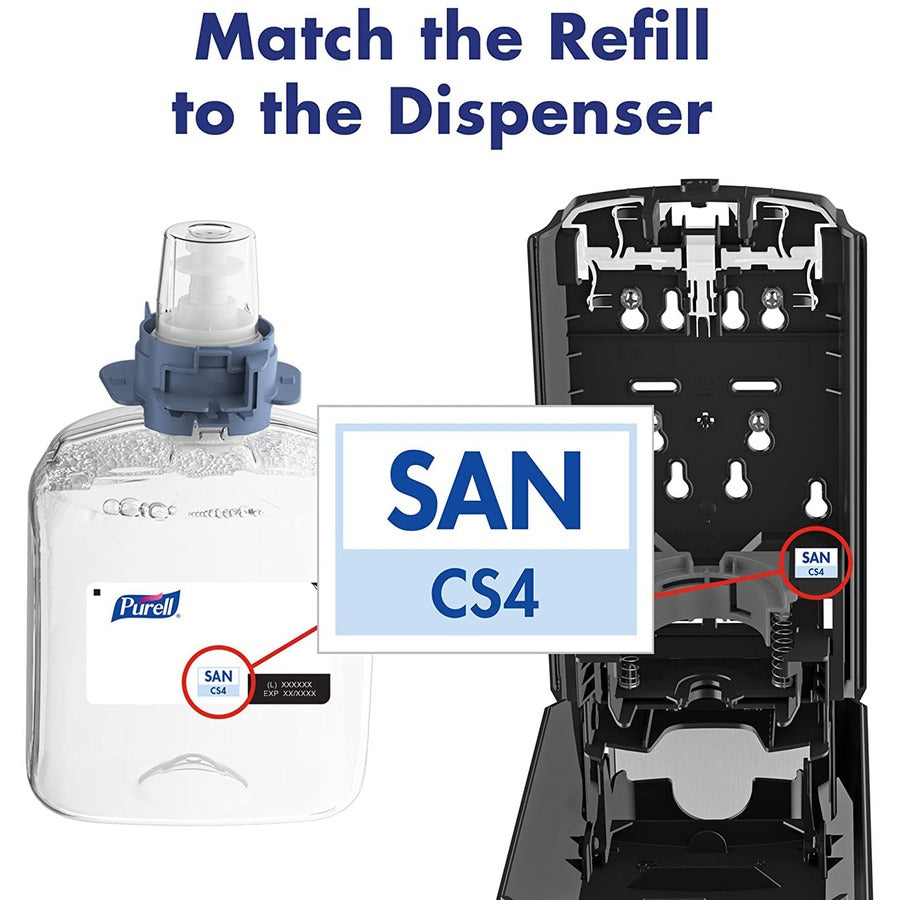PURELL CS4 Hand Sanitizer Dispenser, Manual, 1.27 Quart Capacity, Site Window, Refillable, Sanitary-Sealed, Recyclable, Locking Mechanism, Durable, Wall Mountable, Graphite, 1 Each