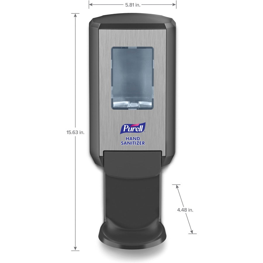 PURELL CS4 Hand Sanitizer Dispenser, Manual, 1.27 Quart Capacity, Site Window, Refillable, Sanitary-Sealed, Recyclable, Locking Mechanism, Durable, Wall Mountable, Graphite, 1 Each