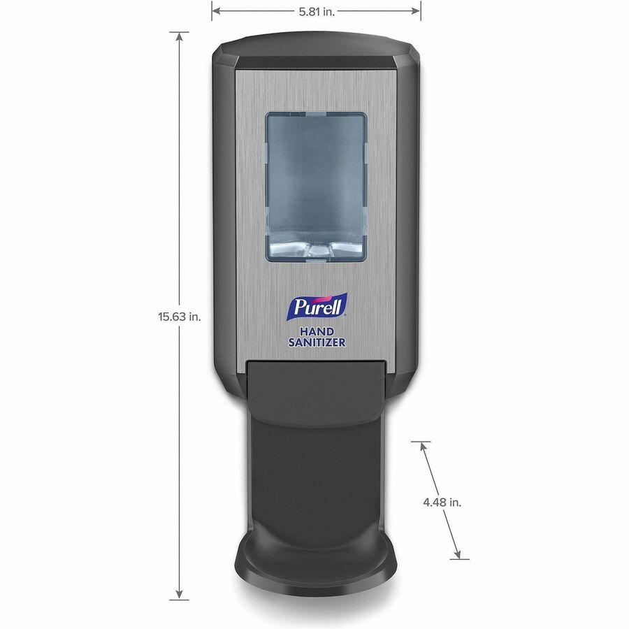 PURELL CS4 Hand Sanitizer Dispenser, Manual, 1.27 Quart Capacity, Site Window, Refillable, Sanitary-Sealed, Recyclable, Locking Mechanism, Durable, Wall Mountable, Graphite, 1 Each