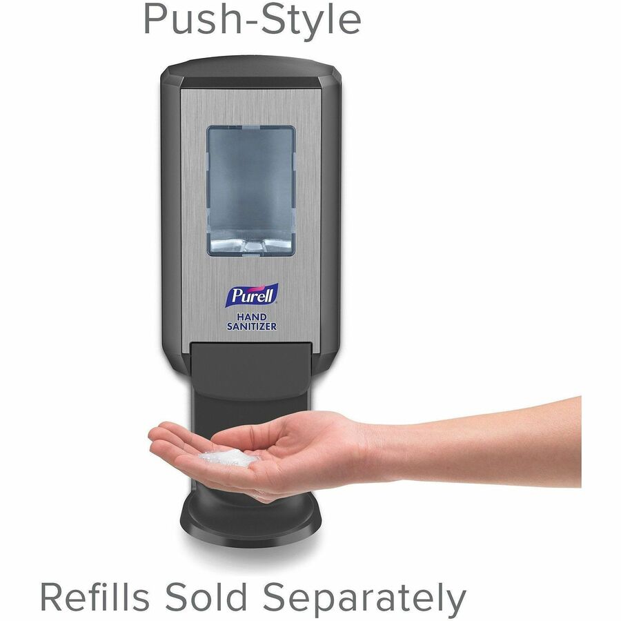 PURELL CS4 Hand Sanitizer Dispenser, Manual, 1.27 Quart Capacity, Site Window, Refillable, Sanitary-Sealed, Recyclable, Locking Mechanism, Durable, Wall Mountable, Graphite, 1 Each