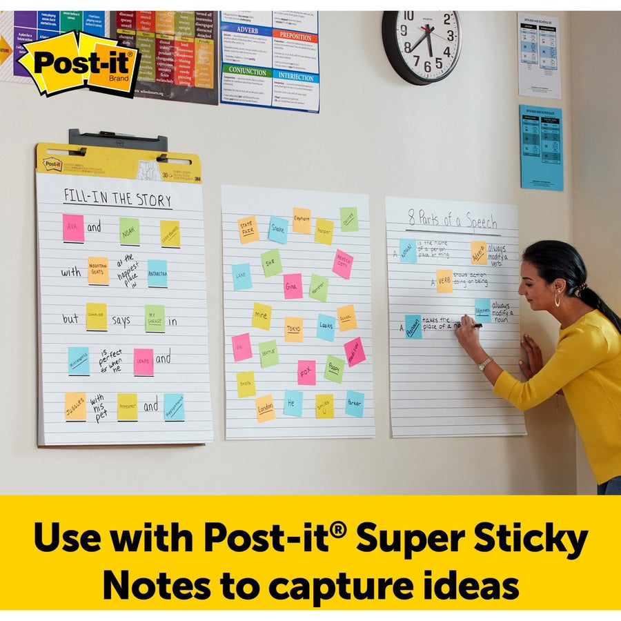Post-it Super Sticky Easel Pad, Ruled, 25" x 30", 30 Sheets per Pad, 2 Pads per Carton, Self-Stick, Repositionable, Bleed-Resistant, Handle, Sturdy Backcard, Universal Slot, Adhesive Backing