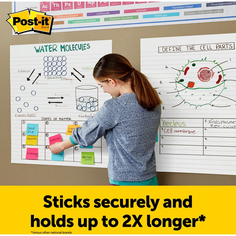 30 Sheets - Ruled Front Ruling x 25" Width x 30" Length - Self-stick, Resist Bleed-through, Handle, Sturdy Backcard, Universal Slot, Repositionable, Adhesive Backing - 6 / Carton