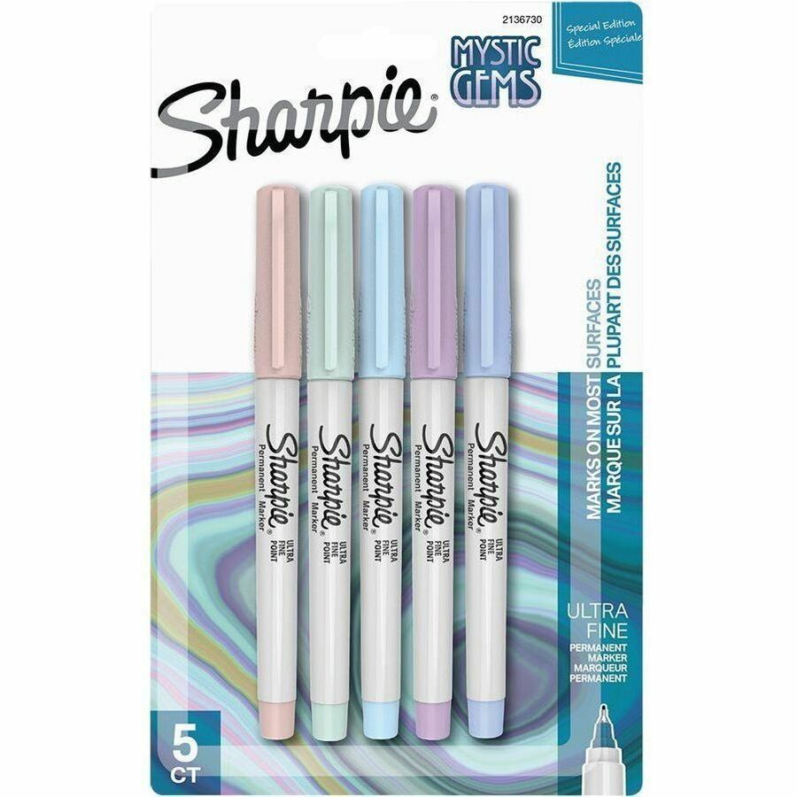 Sharpie Mystic Gems Permanent Markers, Ultra Fine Point, Multi Ink Colors, 5 Pack