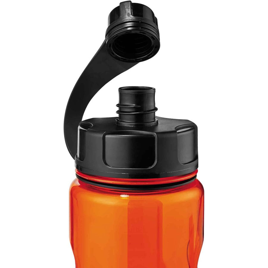 Ergodyne 5151 BPA-Free Water Bottle, 34oz (1000ml), 1 Each, Orange, Plastic Tritan Copolyester, Leak Proof, Impact & Odor Resistant, Dual Cap, Carrying Loop, Dishwasher Safe