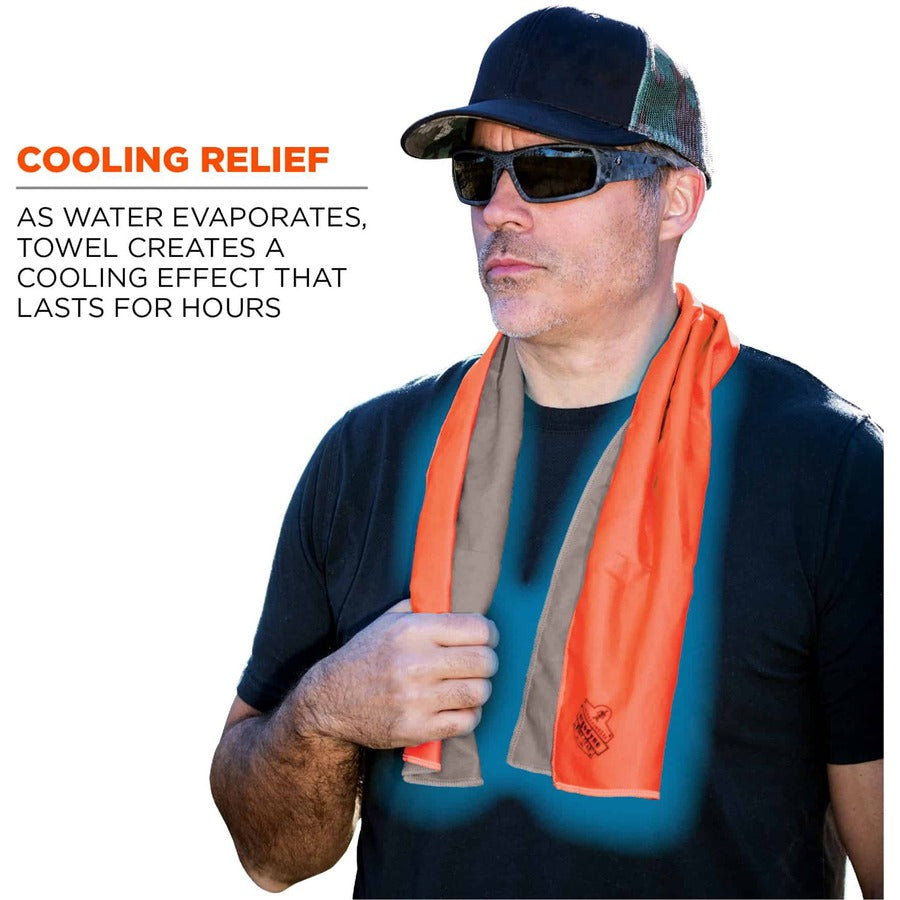 Ergodyne 6602MF Evaporative Microfiber Cooling Towel - 7.3" Height x 2.5" Width - Blue - MicroFiber - 1 Each