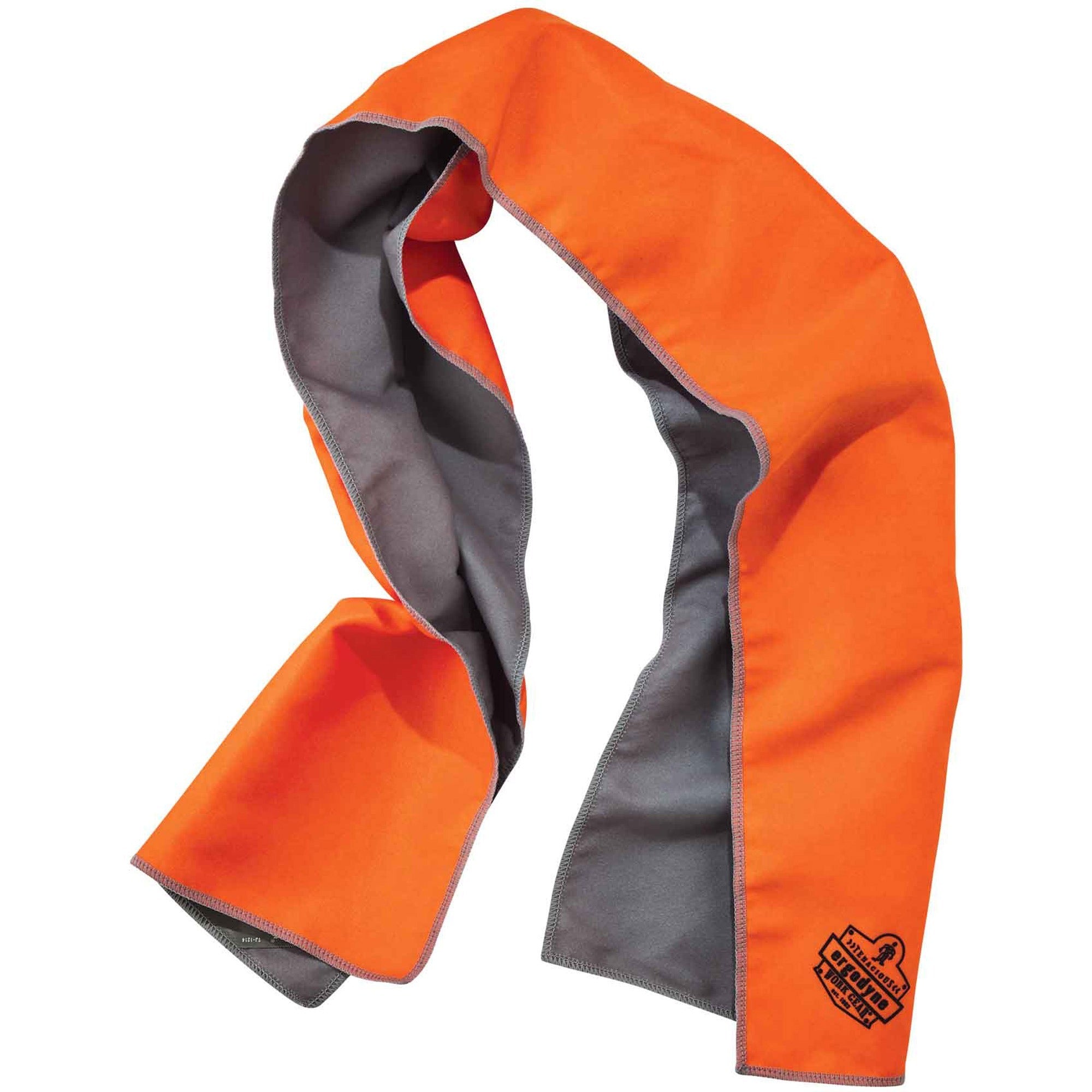 Ergodyne 6602MF Evaporative Microfiber Cooling Towel - 7.3" Height x 2.5" Width - Orange - MicroFiber - 1 Each