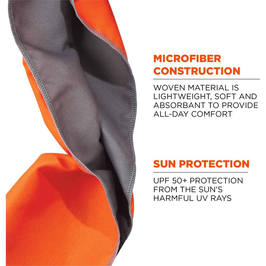 Ergodyne 6602MF Evaporative Microfiber Cooling Towel - 7.3" Height x 2.5" Width - Orange - MicroFiber - 1 Each