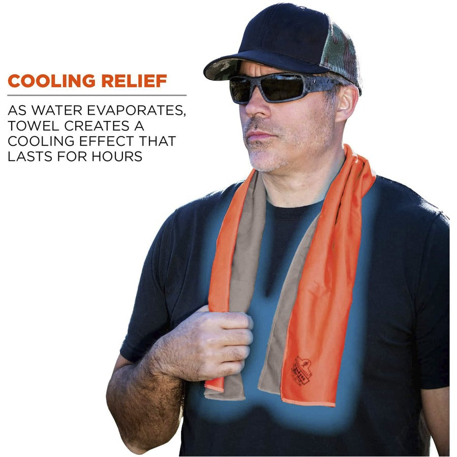 Ergodyne 6602MF Evaporative Microfiber Cooling Towel - 7.3" Height x 2.5" Width - Black - MicroFiber - 1 Each