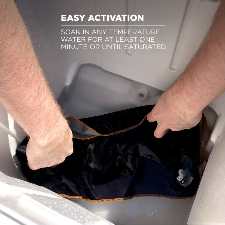 Ergodyne 6602MF Evaporative Microfiber Cooling Towel - 7.3" Height x 2.5" Width - Black - MicroFiber - 1 Each