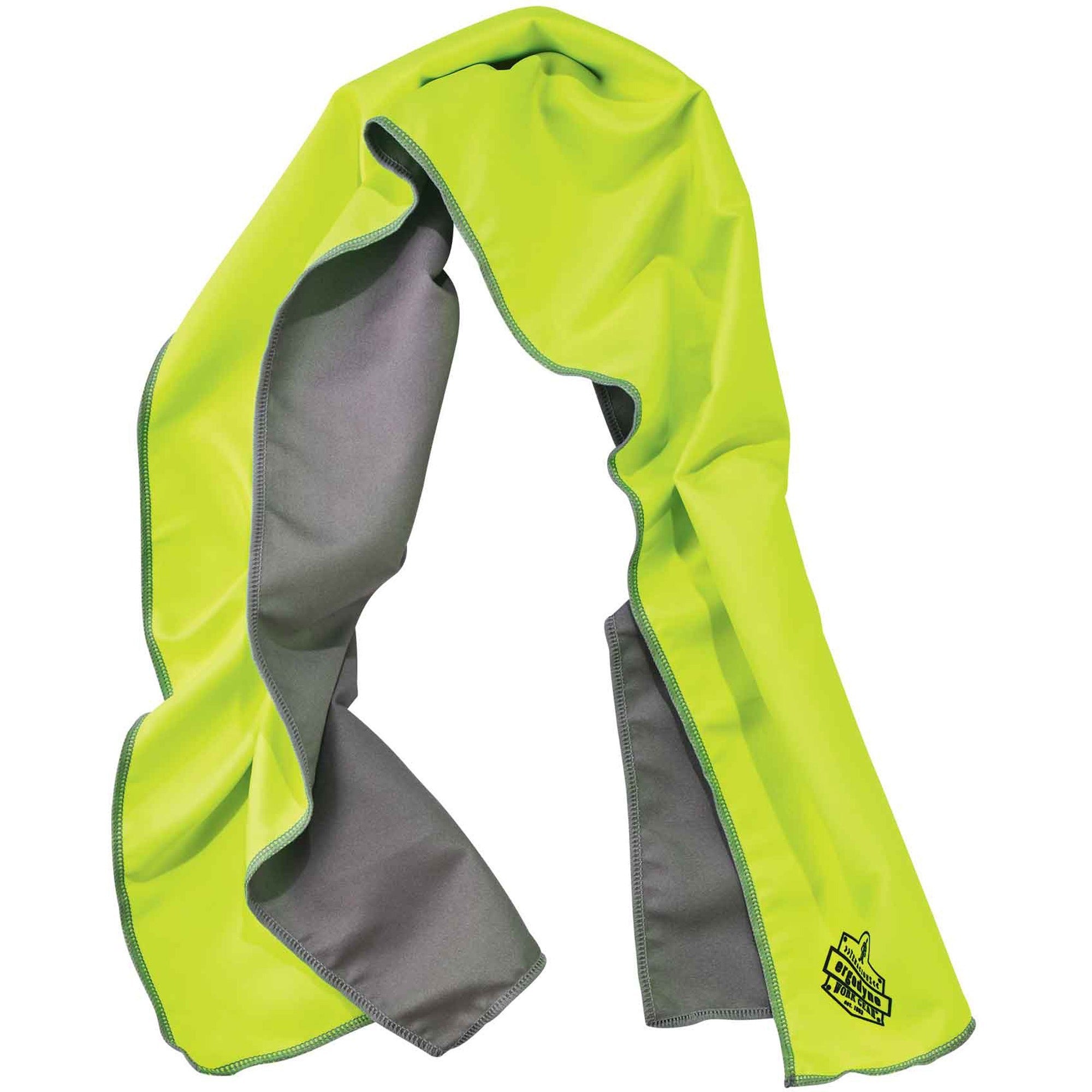 Ergodyne 6602MF Evaporative Microfiber Cooling Towel - 7.3" Height x 2.5" Width - Lime - MicroFiber - 1 Each