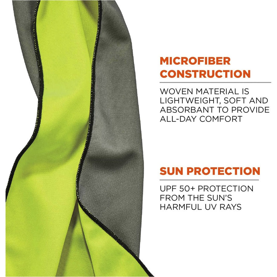 Ergodyne 6602MF Evaporative Microfiber Cooling Towel - 7.3" Height x 2.5" Width - Lime - MicroFiber - 1 Each
