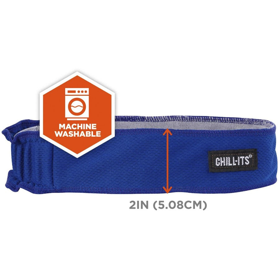 Ergodyne 6605 High-Performance Headband - 2" Height x 0.3" Width x 20" Length - Blue - Cloth, Elastic - 6 / Carton