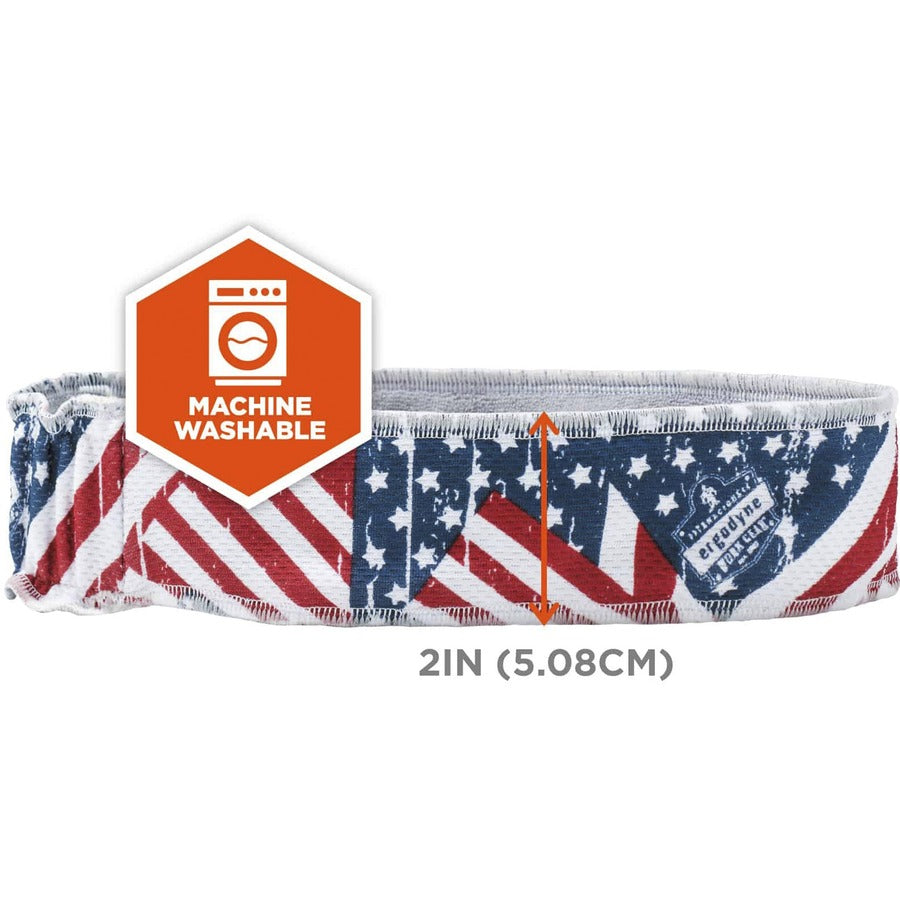 Ergodyne 6605 High-Performance Headband - Stars and Stripes Design - 2" Height x 0.3" Width x 20" Length - Cloth, Elastic - 6 / Carton
