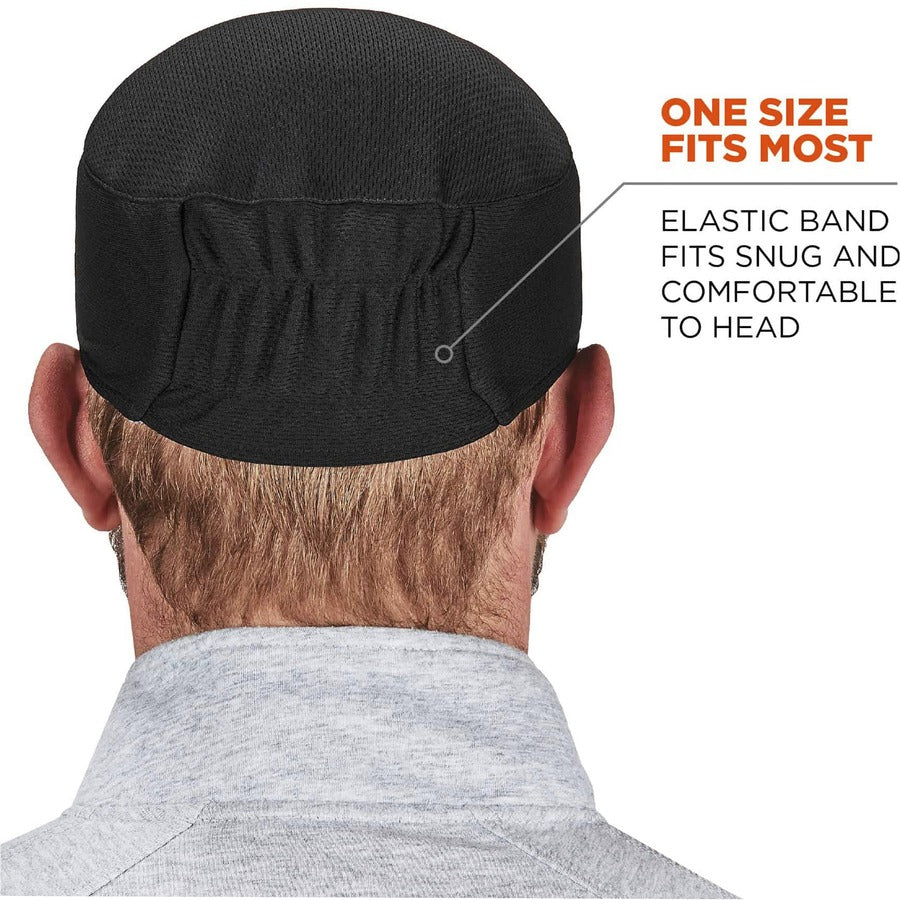 Ergodyne 6630 Skull Cap - Terry Cloth - Fabric, Elastic - Black