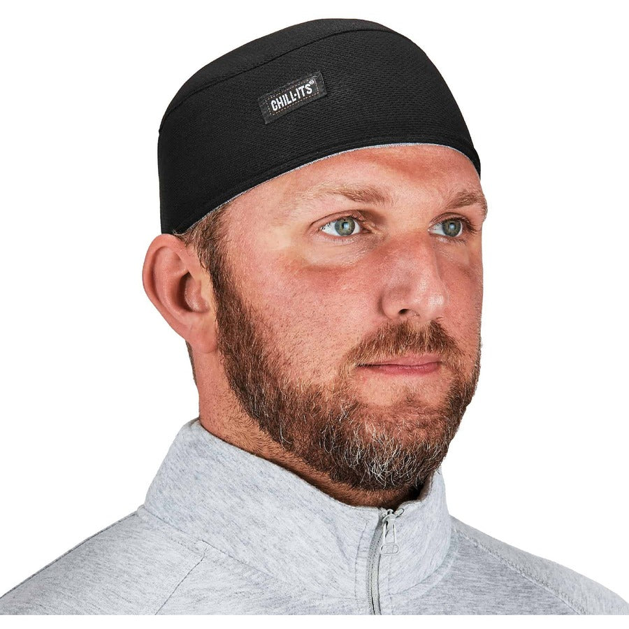 Ergodyne 6630 Skull Cap - Terry Cloth - Fabric, Elastic - Black