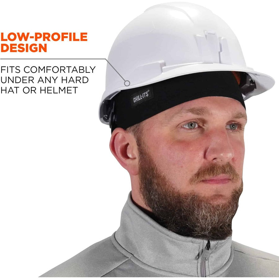 Ergodyne 6630 Skull Cap - Terry Cloth - Fabric, Elastic - Black